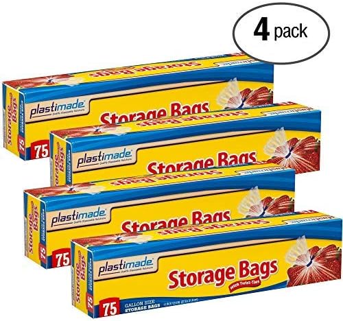 Disposable Plastic Storage Bags With Original Twist Tie, 1 Gallon Size, 300 Bags, Great Thanksgiving For Home, Office, Vacation, Traveling, Sandwich, Fruits, Cake, Cookies, Or Any Snack