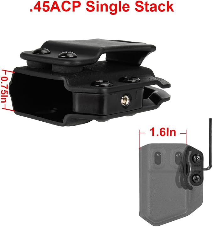 2 Pack IWB/OWB Mag Carrier Fits:9mm/.40 |.45ACP Double/Single Stack | for Right & Left Hand Ambidextrous Concealed Carry Magazine Holster
