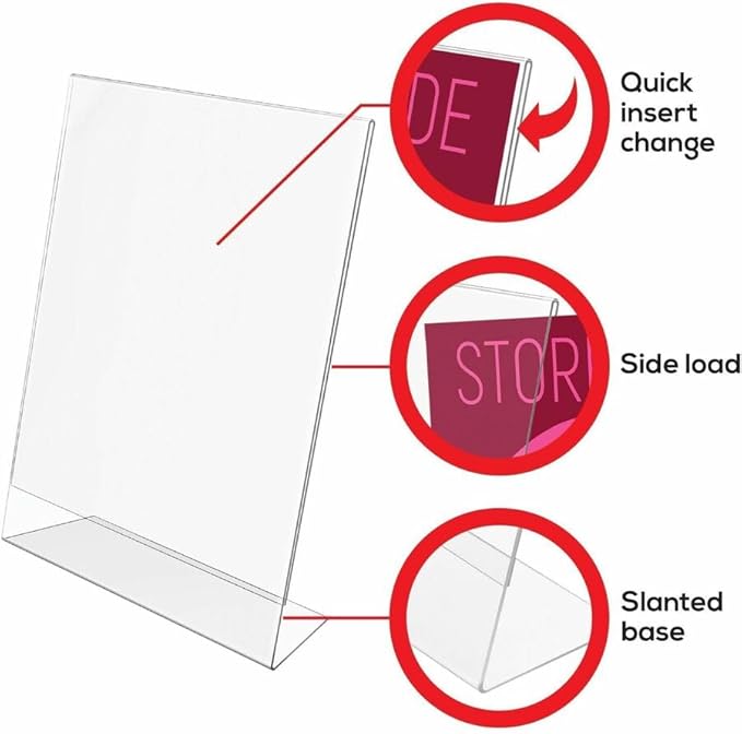 deflecto Classic Image Slanted Sign Holder, Portrait, 8.5 x 11 Insert, Clear