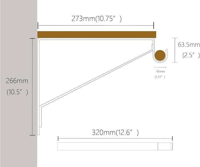 QCAA Heavy Duty Shelf Rod Bracket, 12.6" x 10.5", Powder Coated White, Made in Taiwan, 4 Pack