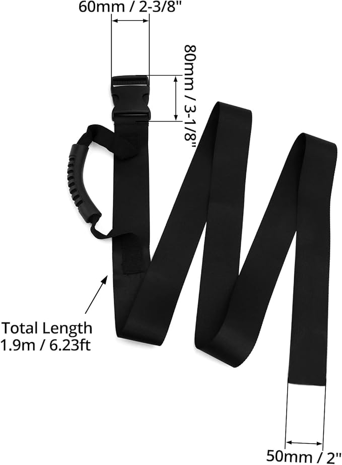 QWORK Carrying Strap with Handle, 2 Pack Heavy Duty Ordinary Luggage Lashing Strap Holder for Safe Moving and Lifting and Carrying of Heavy Cases, Groceries, Luggage
