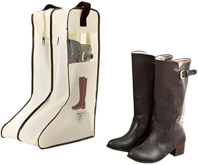 Portable 2 Pack Boots Storage,Tall Boots Storage/Protector Bag | Beige Portable waterproof storage bags are used for travel storage,under the bed,wardrobe,shoe cabinet and other home storage