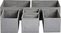 Amazon Basics Collapsible Cloth Drawer Organizer Boxes for Socks, Underwear and Baby Clothes, Storage Bins, Gray, Set of 6