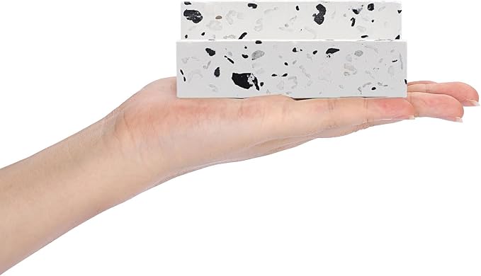 Hipiwe Terrazzo Business Card Holder for Desk, Business Gift for Women Men | Desktop Business Card Display Stand Concrete Name Cards Organizer for Office Exhibition Meeting Room Card Display