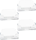 HSYMQ 4 Pack Business Card Holder for Desk, Clear Acrylic Plastic Business Cards Display Holders Stand, Fits 30-50 Business Cards