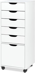 TUSY Mobile File Cabinet, 5-Drawer Storage Cabinet, Vertical Rolling Storage Organizer Chest with Wheels & Anti-Tip Kit, for Home Office, Craft Room, Bedroom, White