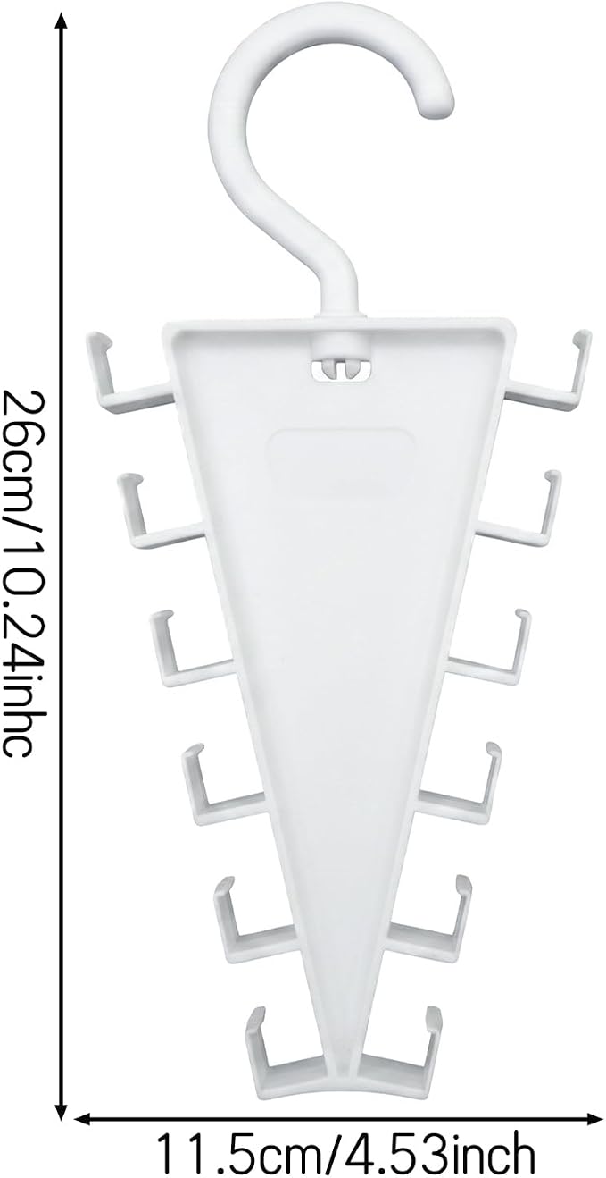 2-Pack V Double-Sided Closet Organizer Hanger with 12 Hooks | 12 Hooks Multi-Layer Vertical Storage Rack | 360° Rotatable Space Saving Hanger Holder for Dorm Rooms and Wardrobe Storage