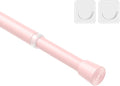 MEXAU 1Pcs Spring Tension Curtain Rod 26-39 inch Spring Tension Rods Pink Tension Rods Adjustable Spring Rod Extendable Tension Rod For Kitchen, Bathroom, Window