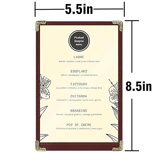 Goodsmart Restaurant Menu Covers – 25 Pack Burgundy 2-View, Top-Loading Menu Holders, Vinyl & Plastic Café Menu Covers, Clear Menu Sleeves, Fits 5.5" x 8.5", Leather-Style Design, Gold Corners
