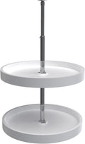 Rev-A-Shelf 20" Dual Full Circle Lazy Susan Organizer for Upper Corner Kitchen Cabinets, Plastic Home Storage 2 Tier Shelves, White, 6012-20-11-52
