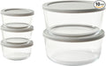 10-Piece Glass Food Storage Containers Set (5 Containers + 5 BPA-Free Lids) | 2-Cup & 6.5-Cup, Leakproof | Microwave, Freezer, Oven & Dishwasher Safe | Ideal for Meal Prep & Pantry Organization, Grey