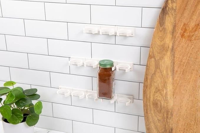 Crazy Chef Spice Clips 30 ct Spice Clips Gripper Organizer Holds 30 Spice Jars - Pantry and Inside Cabinet Organization 3M Adhesive Spice Rack