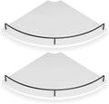 Corner Floating Shelves, Rustic Brown Wood, Set of 2, Wall Mount Storage with Guardrail for Bathroom Kitchen Living Room (White)