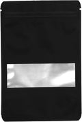 100PCS Foil Pouch Mylar Bags with Clear Window,ULIFESTAR Stand Up Sealable Bags with Tear Notches,Resealable for Food,Party Favors,Gift Packaging and Small Business(10 * 15cm/3.94 * 5.91",Black)