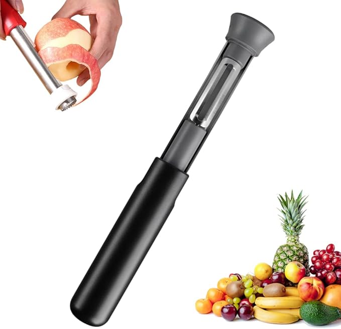 2 in 1 Apple Corer and Peeler Tool, 2026 Upgrade Stainless Steel Red Bell Pepper Seed Corer, Multi-Purpose Apple Corer for Home Kitchen, Vegetable Fruit Kitchen Gadget (1, Black)
