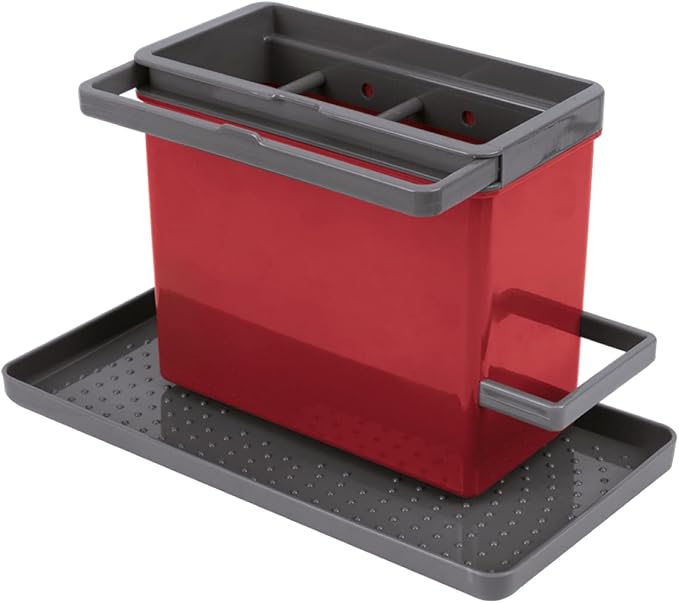 Metaltex Sink Tidy, Plastic -ABS, Red/Grey, 24 x 13 x 14 cm