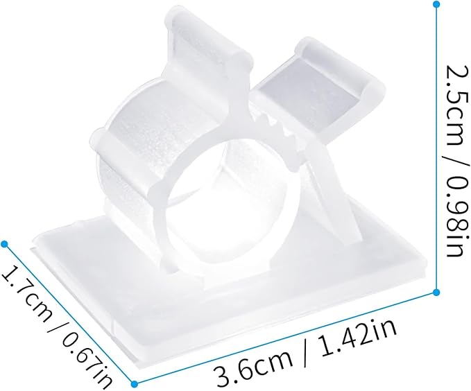 Viaky 30 Pcs Clear Cable Clips Self Adhesive Backed Nylon Adjustable Wire Management Transparent Drop Wire Holder for 0.5 Inch (12.5mm) Cables