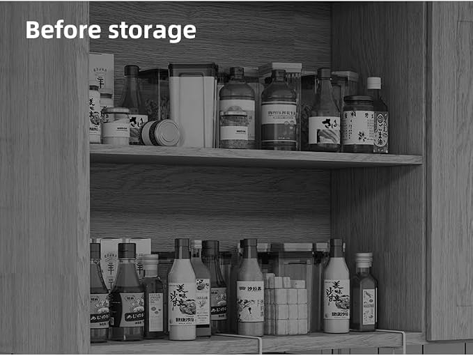GC Pull out Cabinet Organizer Fixed with Adhesive Nano Film Heavy Duty Slide out Pantry Shelves Drawer Storage under sink organizer Sliding Mesh Cabinet Basket with Handle for Kitchen (Large)