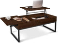 CAPHAUS Lift Top Coffee Table w/Sliding Drawer, Rising Tabletop Coffee Table w/Hidden Compartment & Sliding Drawer, Storage Coffee Table w/Lift & Sliding Top for Living Room, 47" Espresso