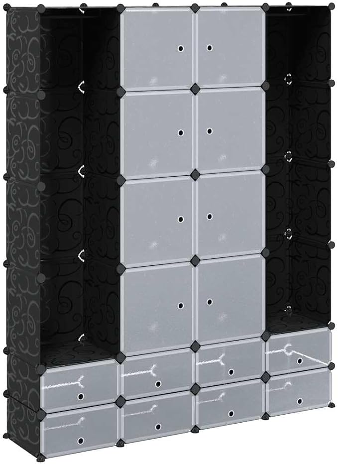 vidaXL Modular Storage Black and White Plastic and Steel Wire