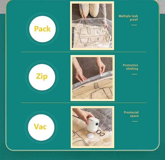 Hanging Vacuum Space Saver Bags 6 Pack, Closet Organizer Storage Bags, Vacuum Seal Clear Bags for Clothes, Suits, Dress or Jackets