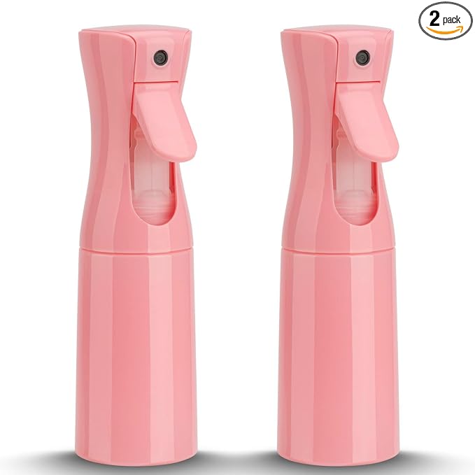 Spray Bottle for Hair (6.8OZ /200ML) Continuous Ultra Fine Mist Sprayer for Hair, Salons, Barber, Plants, Skin Care, Cleaning 2 Pack Pink