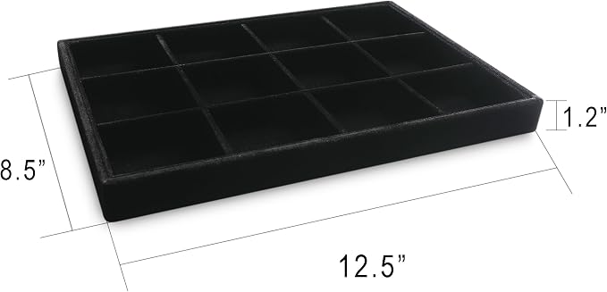 Frebeauty Jewelry Trays for Drawer,Set of 4 Jewelry Organizer and Storage | Velvet Material,Stackable,Adjustable Dividers,Drawer Inserts for Rings Studs Bracelet,Earring Organizer for Women Girls