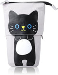 iSuperb Standing Pencil Pouch Pencil Case Cute Cat Telescopic with Zipper Canvas Kwaii Cartoon Pencil Bag Stationery Box for Kids Girls Boys School Supplies 7.5 x 4.9 x 3.0inch/4.1x 3.0inch