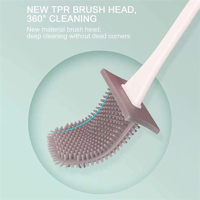Toilet Brush 2pc No Dead Ends to Wash Toilet Brush Plastic Hanging Type The Toilet Silicone Convenient Home Brush Cleaning Supplies Bathroom Toilet Brush Holder (Green) (White)
