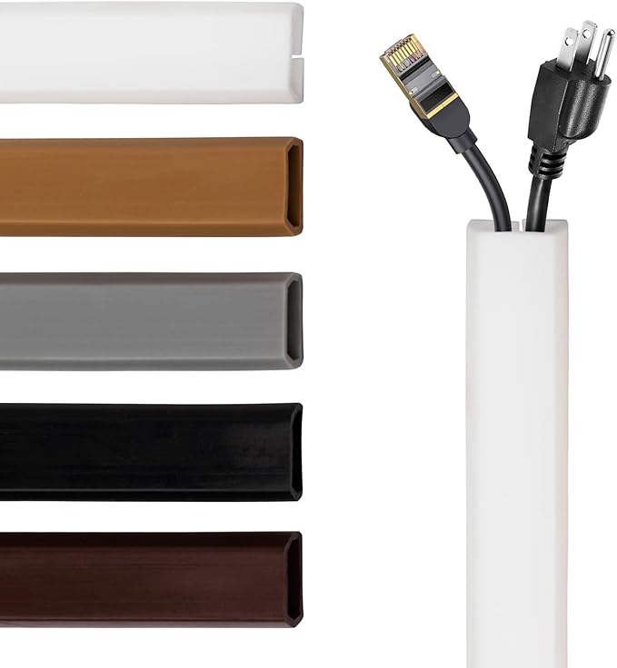 TV Cord Hider – Flexible Wall Cord Cover Slim Design Silicone Cable Raceway - Self Adhesive, Cut to Size Design for Hiding Wires on Wall - Clean Home Setup Cable Concealment (White, 10 Feet)