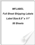 MFLABEL Full Sheet Sticker Paper - 50 Sheets 8.5" x 11" White Matte Printable Vinyl for Inkjet & Laser Printers | Permanent Adhesive for Shipping Labels, Address Labels, DIY Crafts & Packaging