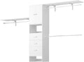 120 Inches Closet System With Doors, 10FT Walk In Closet Organizer with 3 Shelving Towers, Heavy Duty Clothes Rack with 3 Drawers, Built-In Garment Rack, White