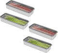 4Pack Bacon Holder for Fridge,Bacon Container for Refrigerator,Deli Meat Box for Refrigerator,304SS Airtight Food Storage Container,Stackable Fridge Organizer with Locking Lid (BPA Free)