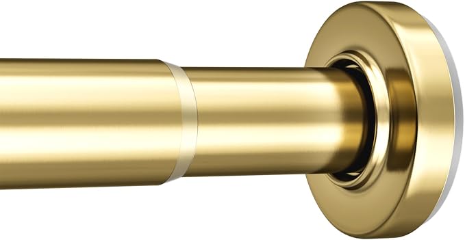 AmazerBath Spring Tension Shower Curtain Rod, 31-75 Inches Heavy Duty Tension Rod Rust Proof Bathroom Curtain Rod, Adjustable No Drill Easy Segmented Installation, Gold