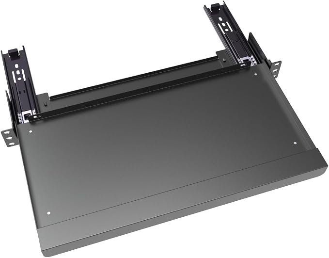 1U Keyboard Tray 8" Deep, Universal 19" Rack Mount Sliding | Metal Rack Mount Shelf for Network Equipments Server Rack or Cabinet (8inch)