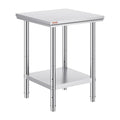 Vevor Stainless Steel 24 x 24 x 32 Inch Commercial Kitchen Prep & Work Table Heavy Duty Metal Work Table with Adjustable Feet for Restaurant, Home and Hotel
