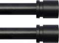 Byondeth Curtain Rods for Windows 16 to 48 or 60 Inches Max 2 Pack Adjustable Length 1 Inch Diameter Window Curtain Rod with Aluminium Finials, Black