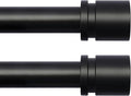 Byondeth Curtain Rods for Windows 16 to 88 Inches 2 Pack Adjustable Length 1 Inch Diameter Window Curtain Rod with Aluminium Finials, Black