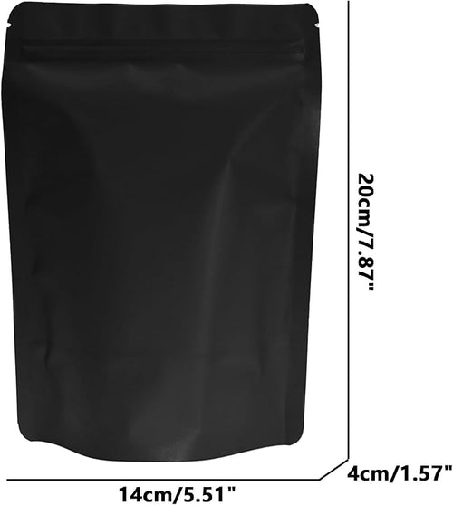 100PCS Smell Proof Resealable Pouch Bags,ULIFESTAR Aluminum Foil Flat Food Storage Bag,Sealable Pcsaging Zipper Pouches with Tear Notches for Pcsaging Lipgloss,Jewelry,etc(14*20cm/5.51*7.87",Black)