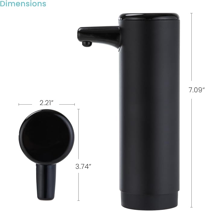 Home Zone Living Foaming Hand Soap Dispenser | Stainless Steel Outer Cover, Refillable Pump for Kitchen and Bathroom Sinks, Black