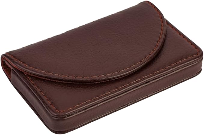Performore Slim PU Leather Business Card Holder Case Magnetic Pocket Organizer Holds 30 Cards Professional Storage for Men Women Compact Credit Card Brown