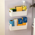 2 Pcs Kitchen Cabinet Door Organizer,Adhesive Mount Inside Cabinet Door Storage,Under Sink Door Storage Shelf for Kitchen,Bathroom,Office,Garage,Craft Room(White)
