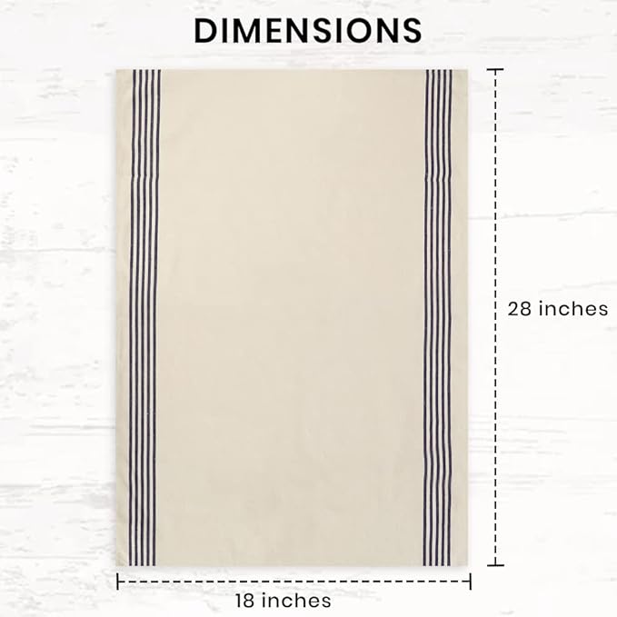 Stripe Kitchen Towels Decor 18x28 in Cotton Tea Dish Towels Boho Embroidery Festive Gift Set of 6 Pantry Kitchen Vintage Farmhouse Reusable Kitchen Dish Towels|Blue