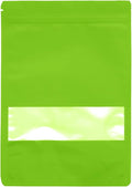 50PCS Foil Pouch Mylar Bags with Clear Window,ULIFESTAR Stand Up Sealable Bags with Tear Notches,Resealable for Food,Party Favors,Gift Packaging and Small Business(18 * 26cm/7.09 * 10.24",Green)