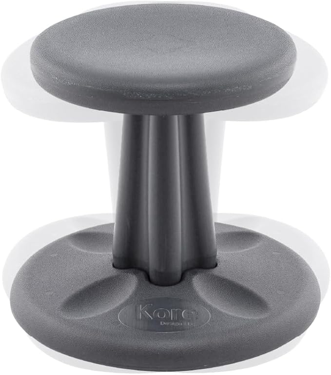 KORE Design Wobble Stool Chair, Girls + Boys Kid Desk Stools, Ergonomic Small Office Chairs, Flexible Seating for Active Kids, ADD/ADHD, Classroom, School, Home, Preschool (12in), Age 4-5 yrs, Grey