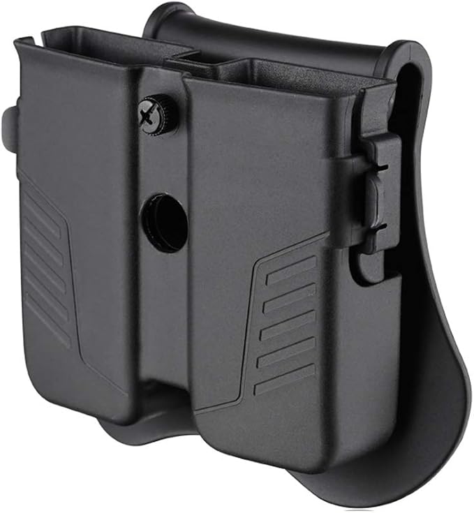Double Magazine Holster Universal fit 9mm 380 10mm .40 .45 Pistol Magazines | Adjustable Retention Mag Holder Pouch for Glock/Sig sauer/S&W/Beretta/Taurus/Springfield/Ruger/1911 Single & Double Stack Mag