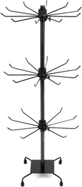 QWORK 3-Tier Rotating Metal Jewelry Display Stand – Adjustable Tabletop Holder for Necklaces, Earrings & Key Rings