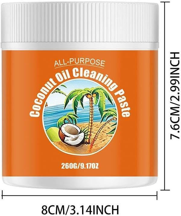 Multi-Purpose Coconut Oil Cleaning & Polishing Paste, All-Purpose Kitchen Degreaser and Cooktop Cleaner for Pots, Pans, Ovens, Stovetops, Grills, Tiles, Stainless Steel & Wood Furniture (2PC)