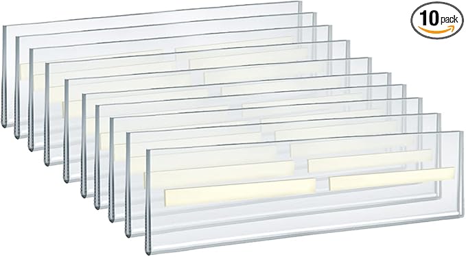 Azar Displays 122020 Self Adhesive Tape Clear Acrylic Wall Sign Holder Frame 11" W x 2.5" H - Landscape/Horizontal, 10-Pack