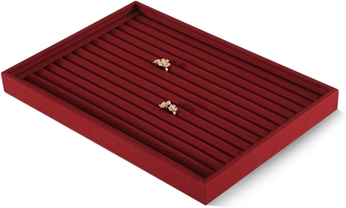 Linen Stackable Ring Ear Studs Display Tray, Premium Rings Storage Tray, Jeweler Shop Counter Showcase Table Top Organizers, Makeup Table Drawer Insert Jewelry Tray